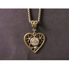 B - Antique Brass Heart necklace